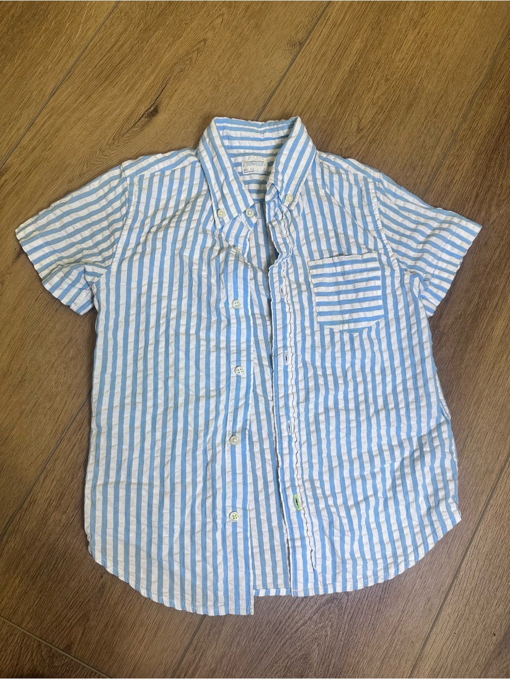 Crewcuts Light Blue & White Striped Button-Down Shirt boys size 6/7